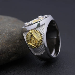 Master Mason Blue Lodge Ring - Ancient Free & Accepted Masons Sterling Silver - Bricks Masons