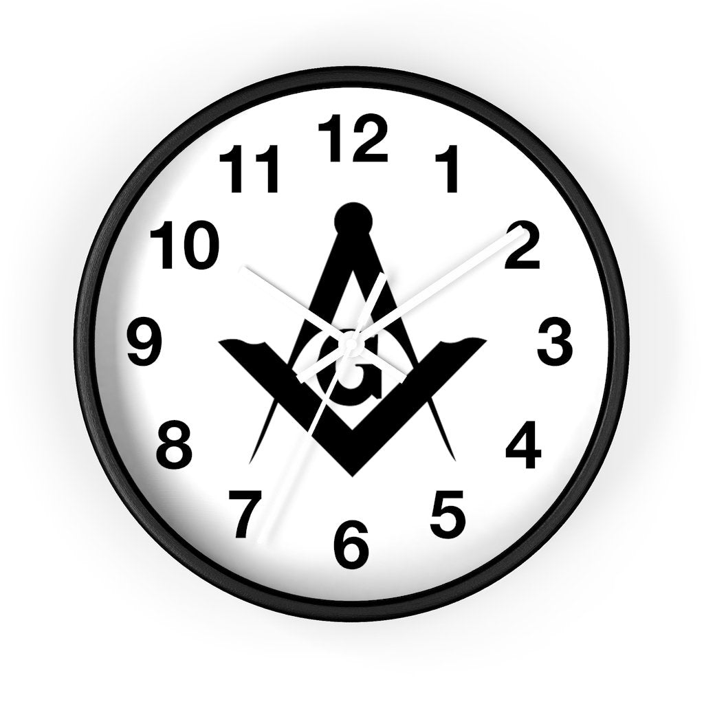 Master Mason Blue Lodge Clock - Wooden Frame Square & Compass G