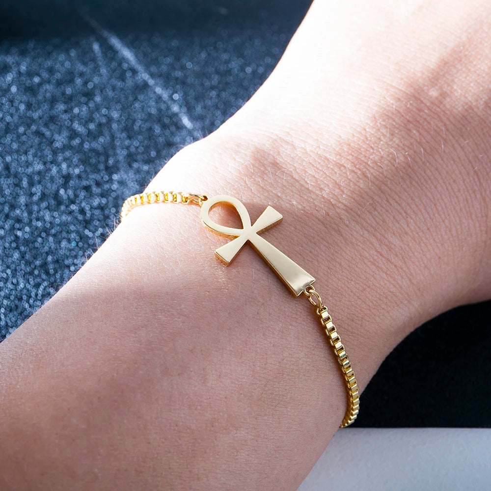 Ancient Egypt Bracelet - Ankh Cross Stainless Steel - Bricks Masons