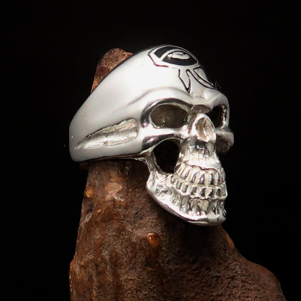 Ancient Egypt Keychain - Eye of Horus Skull Sterling Silver - Bricks Masons