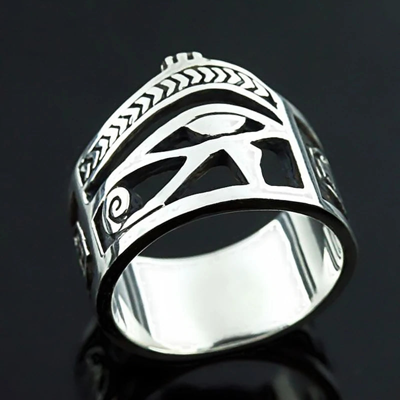 Ancient Egypt Ring - Silver Copper Eye of Horus - Bricks Masons