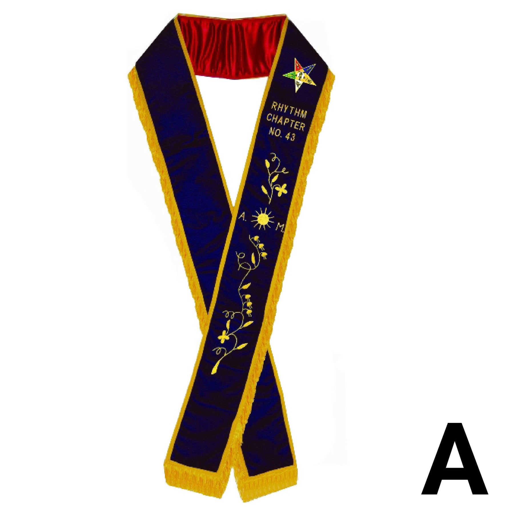 Associate Matron OES Sash - Purple Velvet - Bricks Masons
