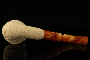 Master Mason Blue Lodge Meerschaum Pipe - Wax Coated With Square & Compass G - Bricks Masons