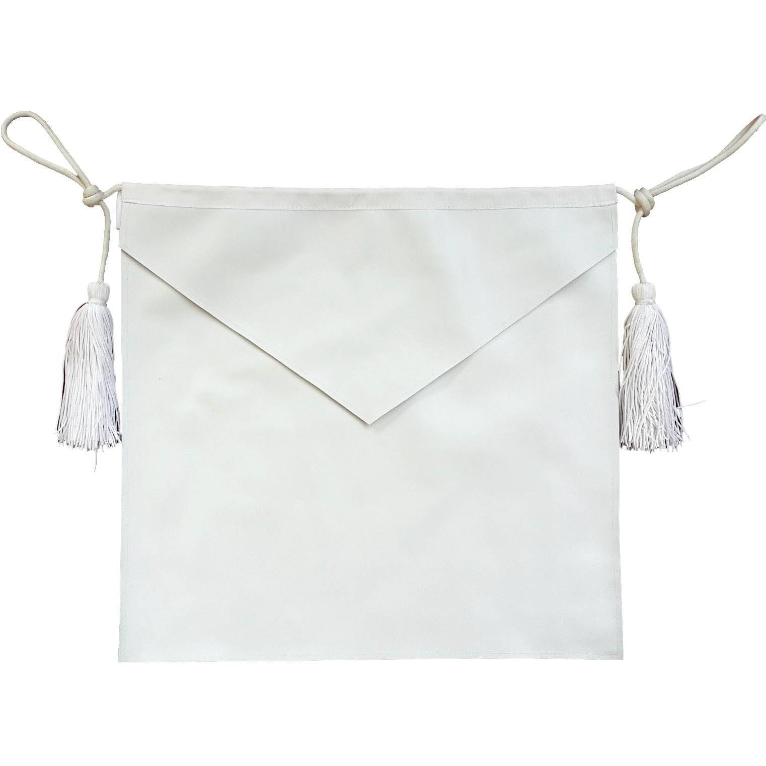 Entered Apprentice Blue Lodge Apron - All White with Cords - Bricks Masons
