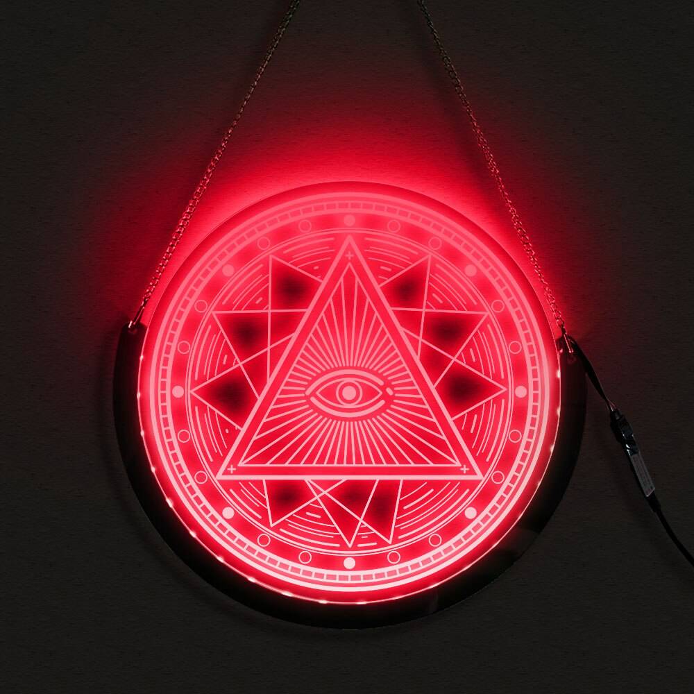 Eye Of Providence LED Sign - Round LED Wall art - Bricks Masons