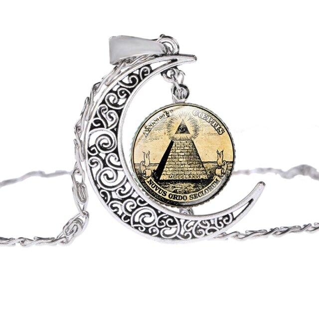 Master Mason Blue Lodge Necklace - Moon Shaped (10 designs) - Bricks Masons