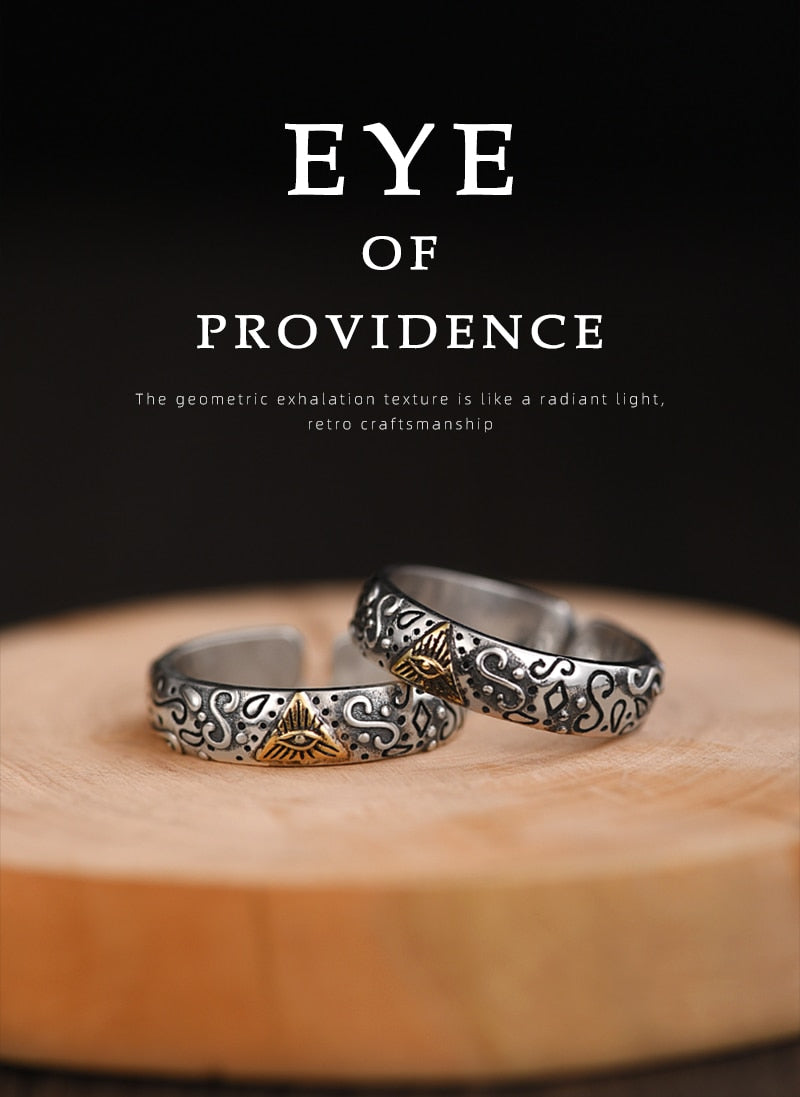 Eye Of Providence Ring - Adjustable 925 Sterling Silver - Bricks Masons