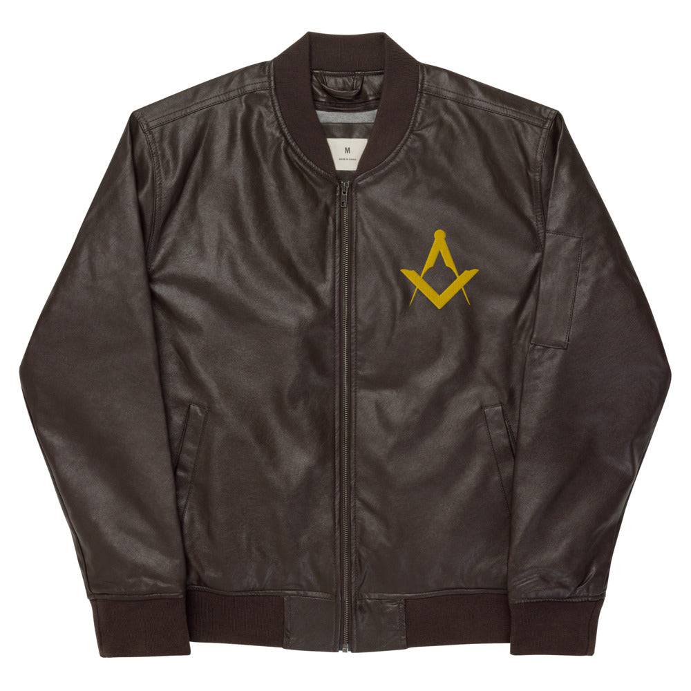 Master Mason Blue Lodge Jacket - Square and Compass Leather Golden Embroidery