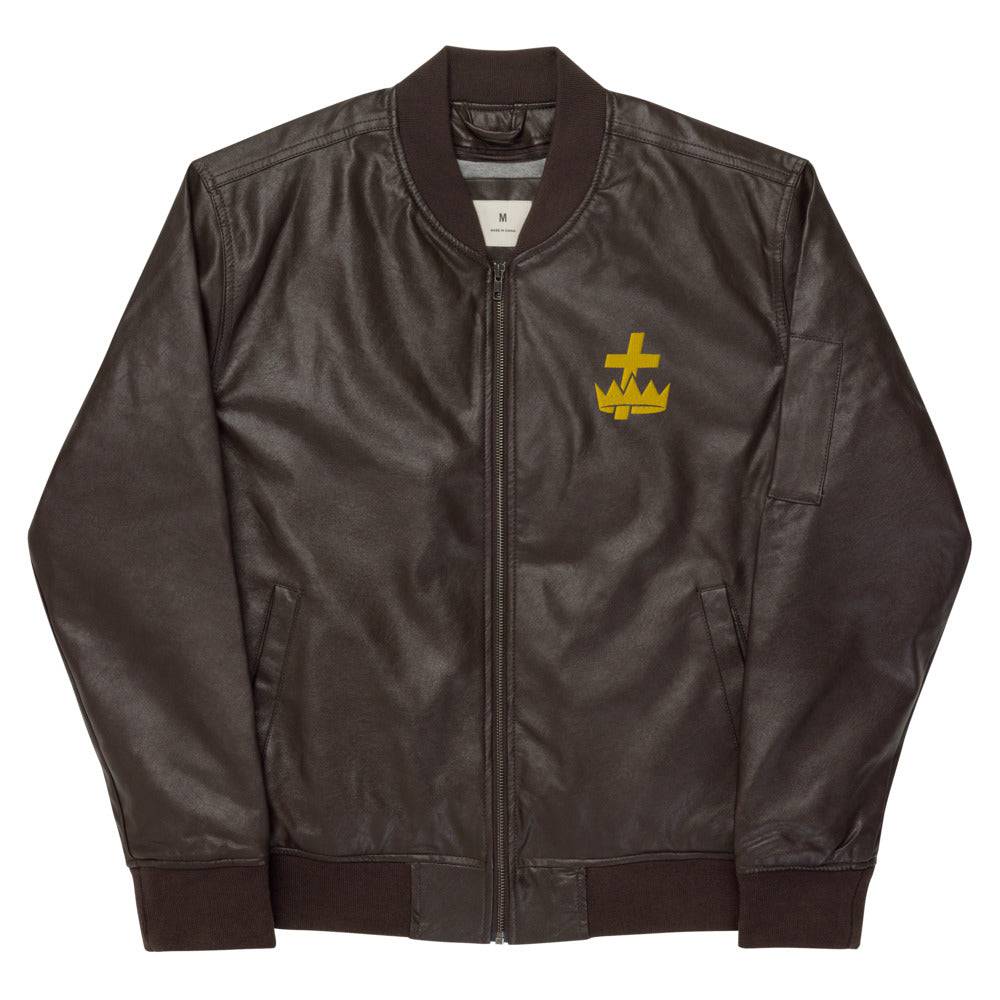 Knights Templar Commandery Jacket - Leather Golden Embroidery