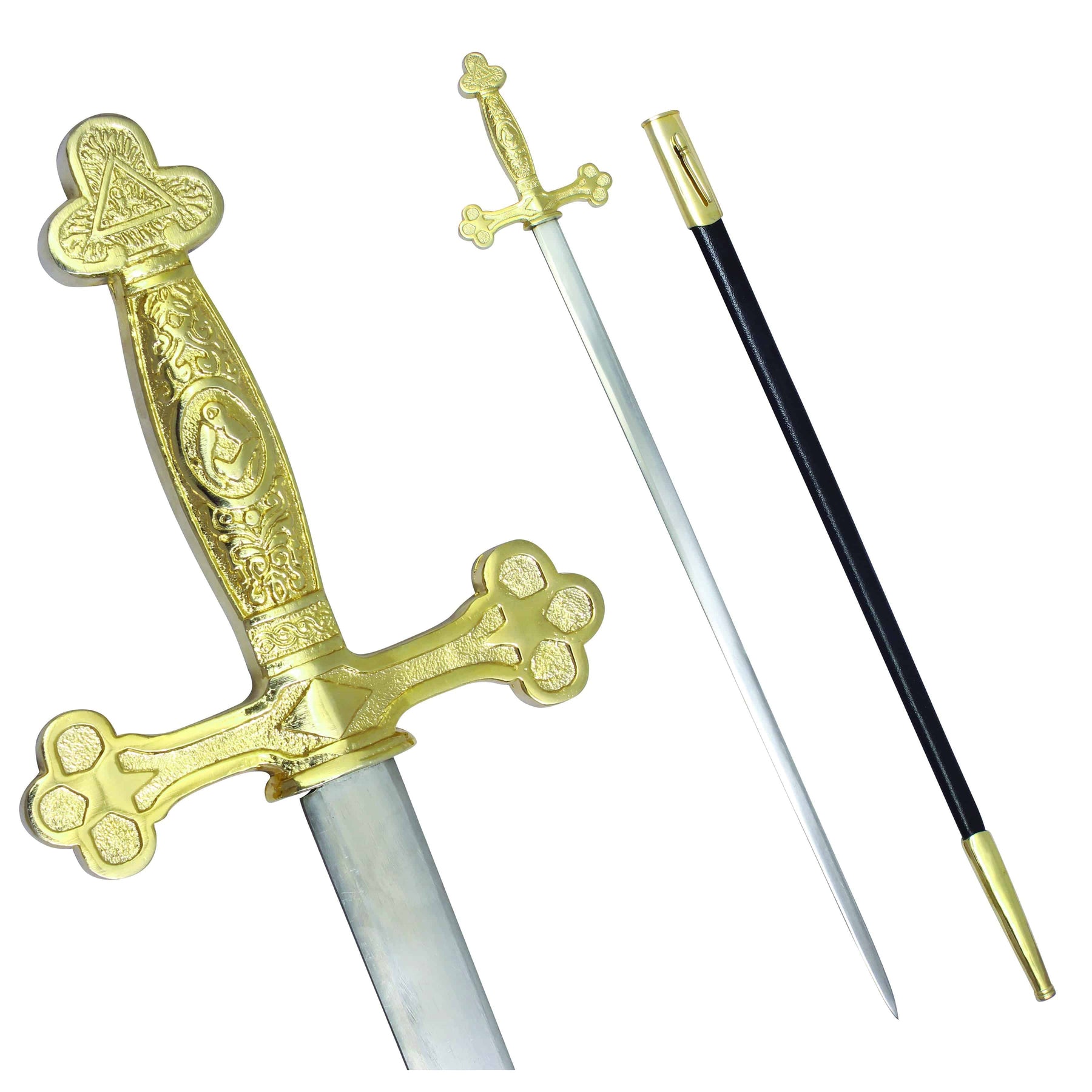 Fellowcraft Blue Lodge Sword - Square Compass with Golden Hilt - Bricks Masons