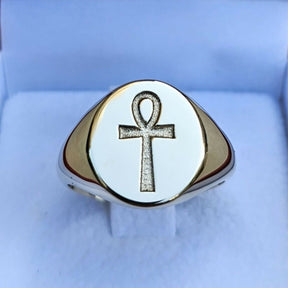 Ancient Egypt Ring - 9K Ankh Gold