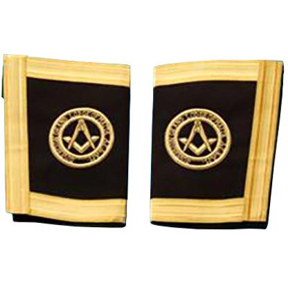 Grand Officers Malta Regulation Cuff - Black with Gold Hand Embroidery - Bricks Masons