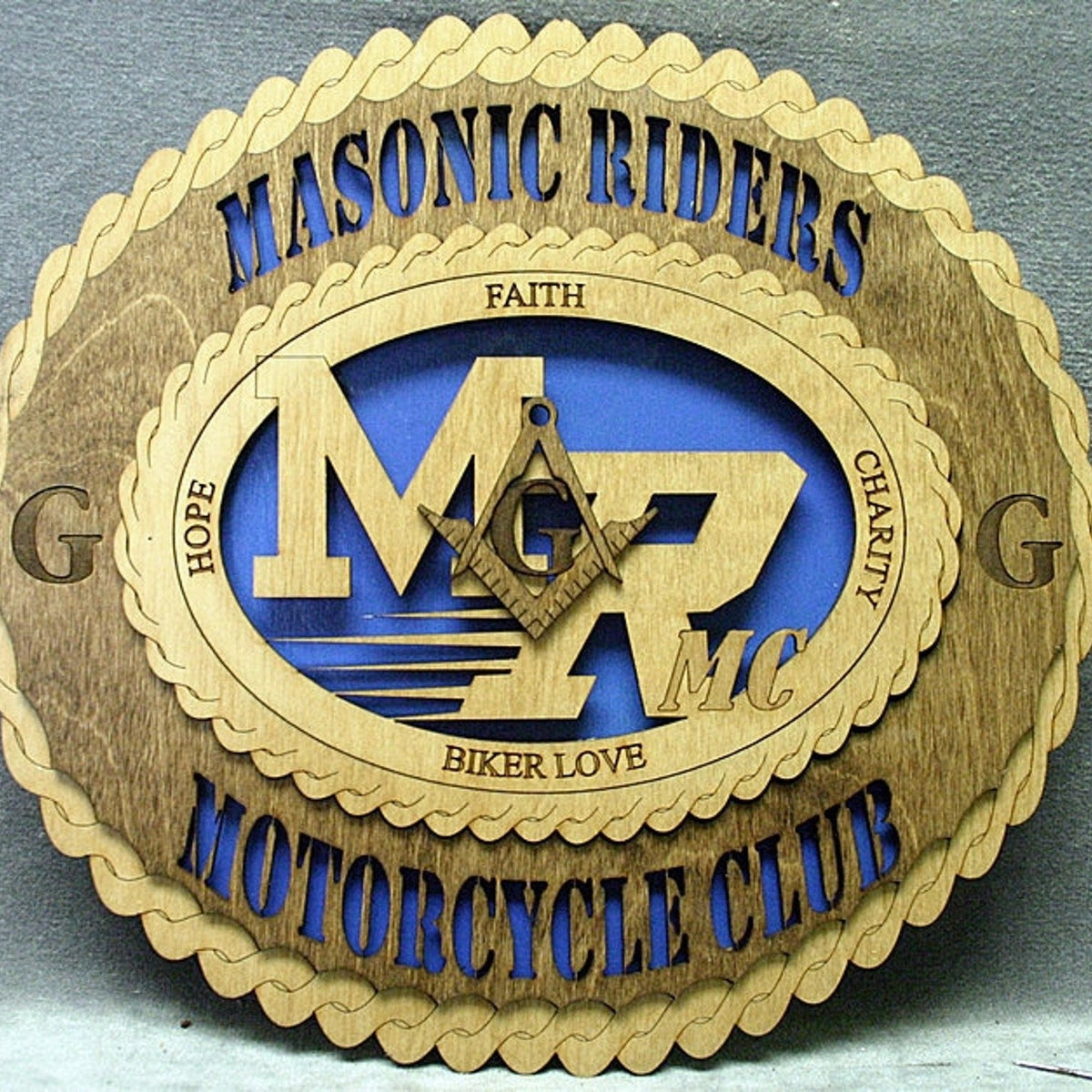 Master Mason Blue Lodge Wall Monogram - Wooden Masonic Riders - Bricks Masons