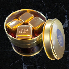 Master Mason Blue Lodge Reusable Ice Cubes - Gold Tongs Slate Coaster 6 Piece Gift Set - Bricks Masons