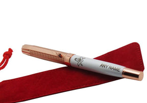 Master Mason Blue Lodge Pen - 18k Rose Gold Initials Engraving - Bricks Masons