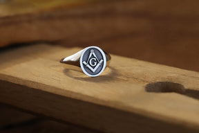 Master Mason Blue Lodge Ring - 10K to 18K Gold Plated 925 Sterling Silver Square & Compass G - Bricks Masons