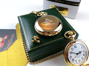 Master Mason Blue Lodge Pocket Watch - Personalised 24k Gold Clad Gift Case with Certificate - Bricks Masons
