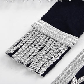 Junior Warden Blue Lodge Officer Apron - Dark Blue With Silver Hand Embroidery Bullion - Bricks Masons