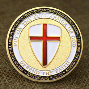 Knights Templar Coin - Put on The Full Armor of God Ephesians - Bricks Masons