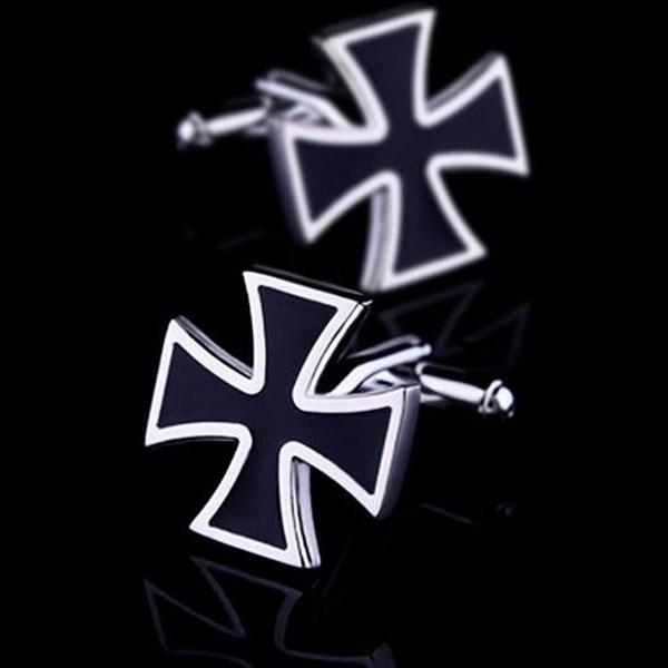 Knights Templar Cufflink - Black Silver High Quality - Bricks Masons