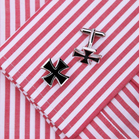 Knights Templar Cufflink - Black Silver High Quality - Bricks Masons