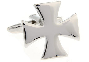 Knights Templar Cufflink - Silver Cross - Bricks Masons