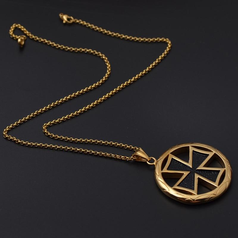 Knights Templar Commandery Necklace - Golden Vintage Cross - Bricks Masons