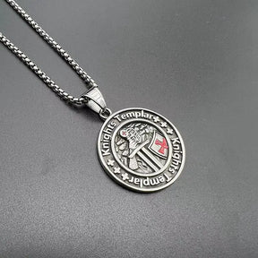 Knights Templar Necklace - Round Shape Stainless steel - Bricks Masons
