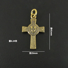 Knights Templar Commandery Pendant - Vintage Gold Shield Cross Pendant - Bricks Masons