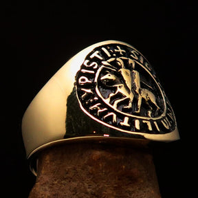 Knights Templar Ring - Gold Brass Sigillum MilItum XPISTI - Bricks Masons
