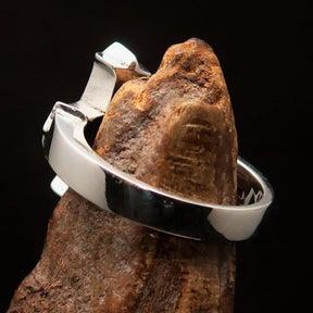 Knights Templar Ring - Mirror polished Silver Cross Ring - Bricks Masons