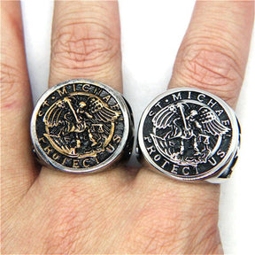 Knights Templar Ring - Saint Michael Protect Us Different Color - Bricks Masons