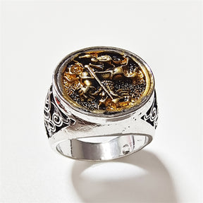 Knights Templar Commandery Ring - Silver & Gold Plated Knight - Bricks Masons