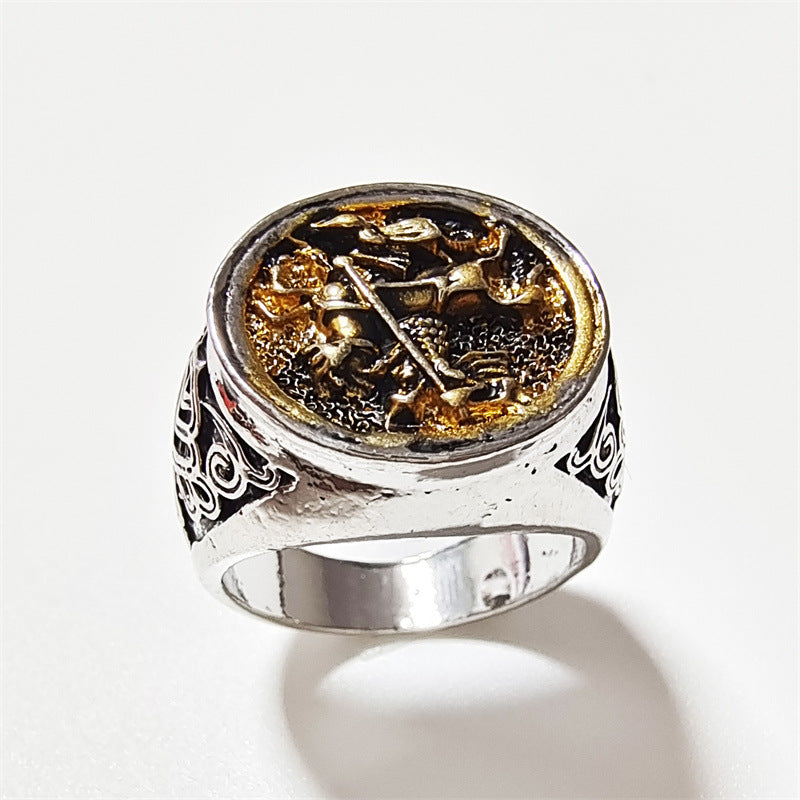 Knights Templar Commandery Ring - Silver & Gold Plated Knight - Bricks Masons