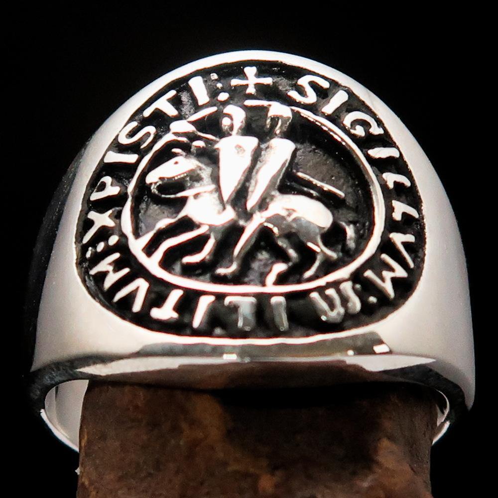Knights Templar Ring - Sterling Silver Sigillum MilItum XPISTI - Bricks Masons