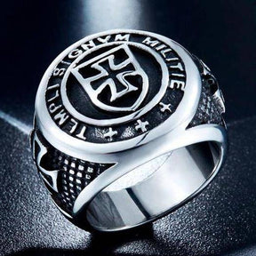 Knights Templar Ring - TEMPLI SIGNVM MILITIE Silver - Bricks Masons
