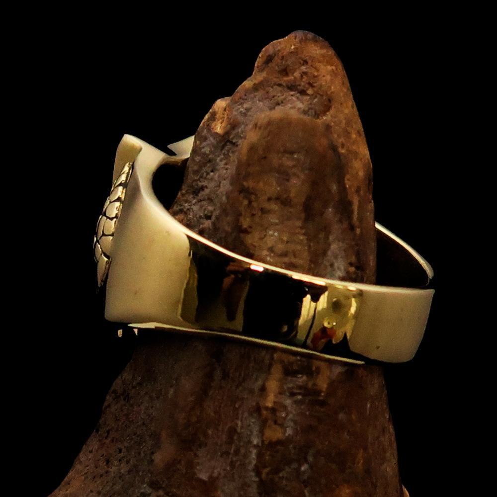 Knights Templar Ring - White & Red Templar Cross Brass - Bricks Masons