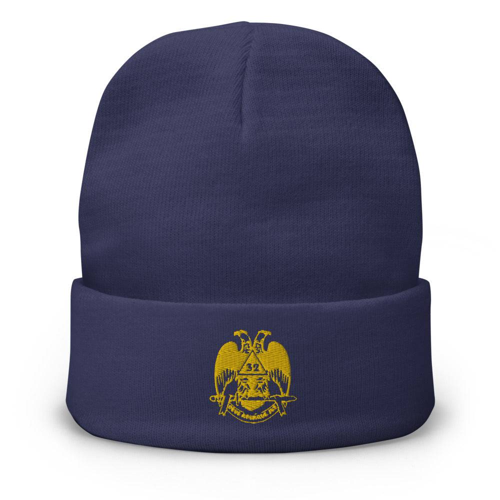 32nd Degree Scottish Rite Beanie - Wings Down Golden Embroidery