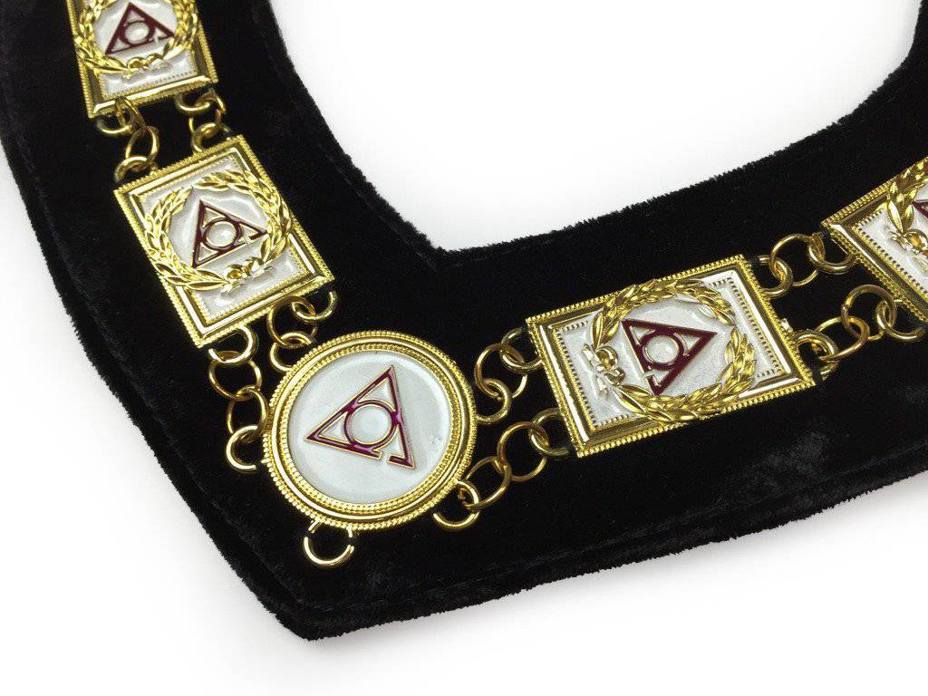 LOCOP Chain Collar - Gold Plated on Black Velvet - Bricks Masons