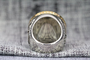 Master Mason Blue Lodge Ring - White Gold Plated & 18k Yellow Gold Face - Bricks Masons