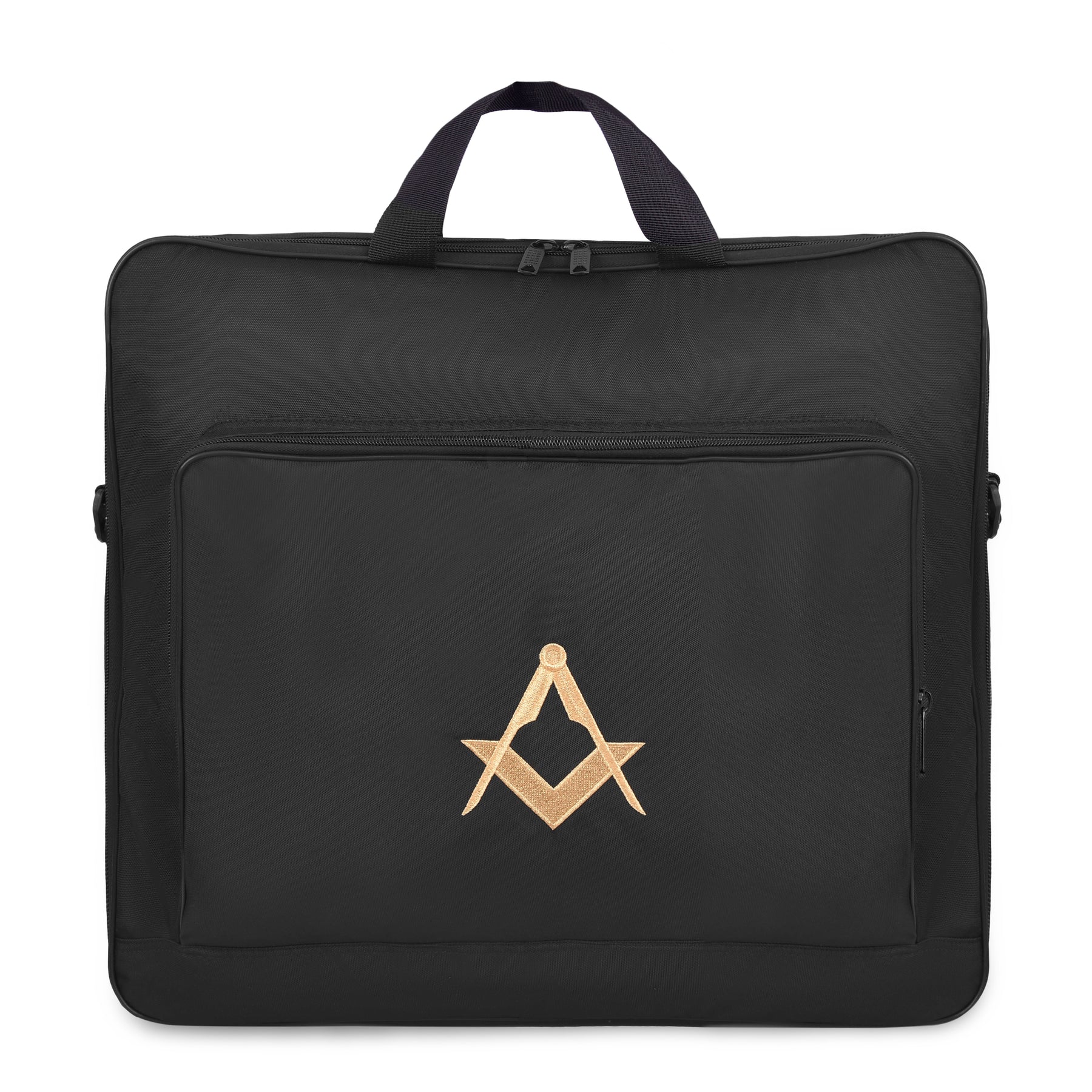 Master Mason Blue Lodge Apron Case - Black Cordura With Gold Square & Compass - Bricks Masons
