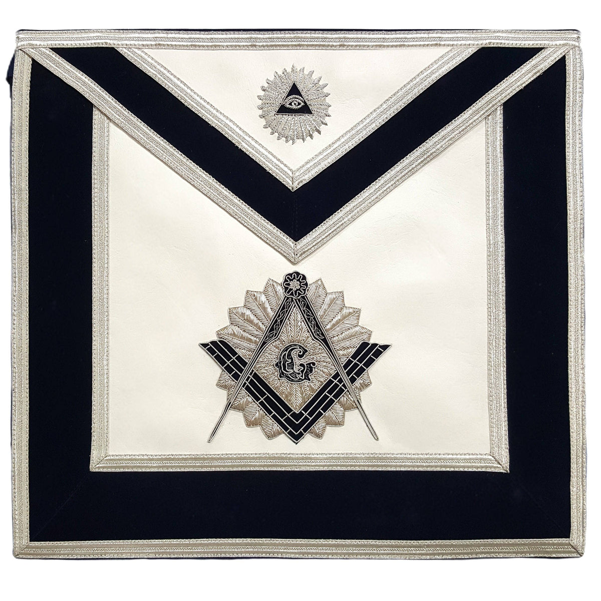 Master Mason Blue Lodge Apron - Navy Blue Hand Embroidery - Bricks Masons
