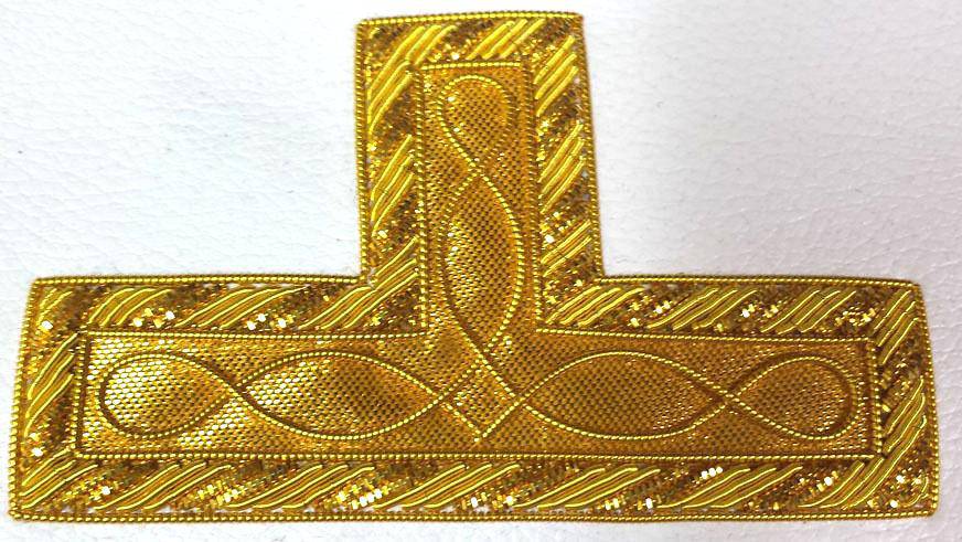 Master Mason Blue Lodge Apron - Red Velvet with Golden Bullion And Wire - Bricks Masons