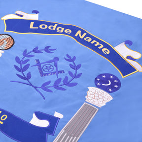 Master Mason Blue Lodge Banner - Blue Personalized Machine Embroidery - Bricks Masons