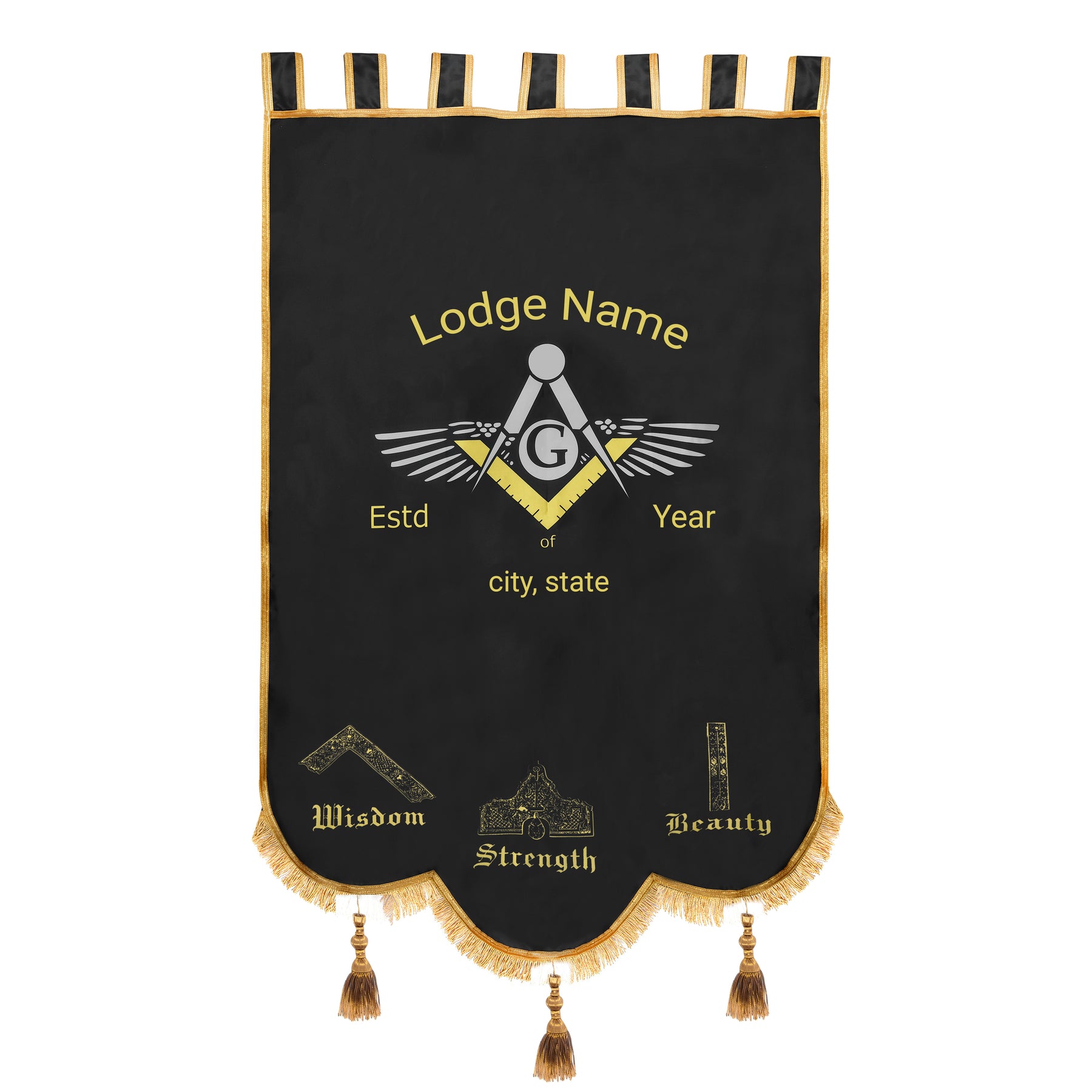 Master Mason Blue Lodge Banner - Machine Embroidery Fully Customizable - Bricks Masons