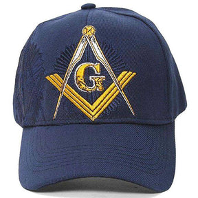 Master Mason Blue Lodge Baseball Cap - Blue Cotton Fabric - Bricks Masons