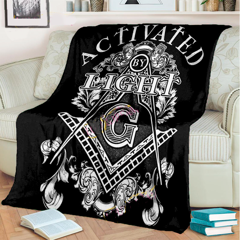 Master Mason Blue Lodge Blanket - 3D Printed Square and Compass G Flannel - Bricks Masons