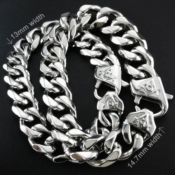 Master Mason Blue Lodge Bracelet - Cuban Link Plated Black/Gold/Silver - Bricks Masons