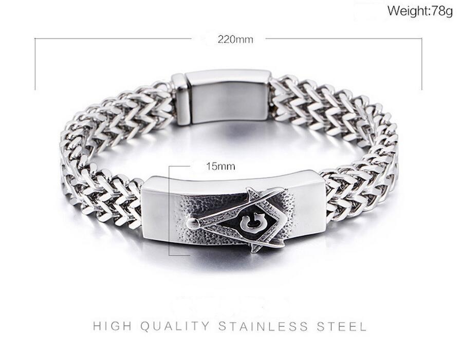 Master Mason Blue Lodge Bracelet - Interlaced Stainless Steel - Bricks Masons