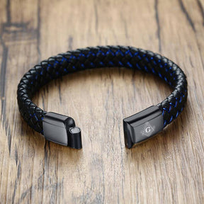 Master Mason Blue Lodge Bracelet - Magnetic Genuine Leather - Bricks Masons
